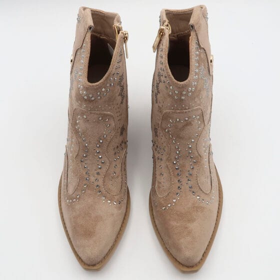 Camperos in camoscio con strass - Beige - immagine 2