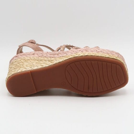 Sandalo in suede con zeppa e strass - Rosa - immagine 4