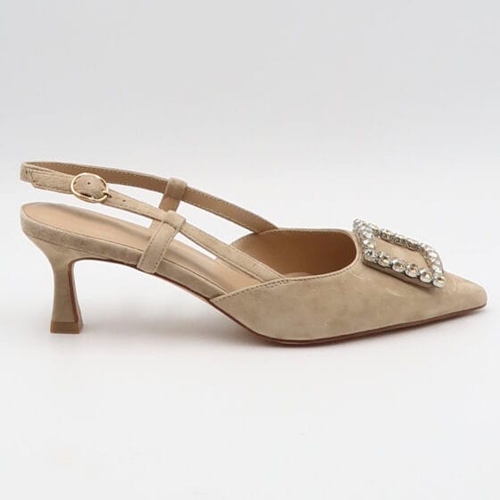 Decolletè sling back in suede - Sabbia