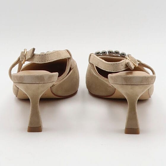 Decolletè sling back in suede - Sabbia - immagine 3