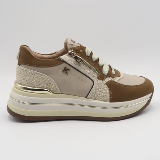 Sneaker k11282 - Cuoio e beige