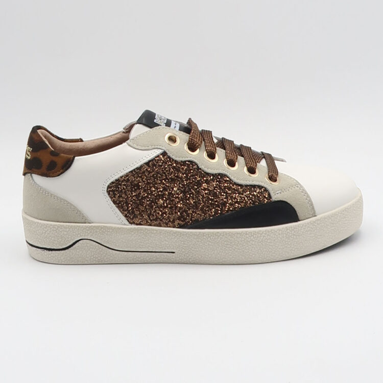 Sneaker k11301 glitters - Bianco e bronzo