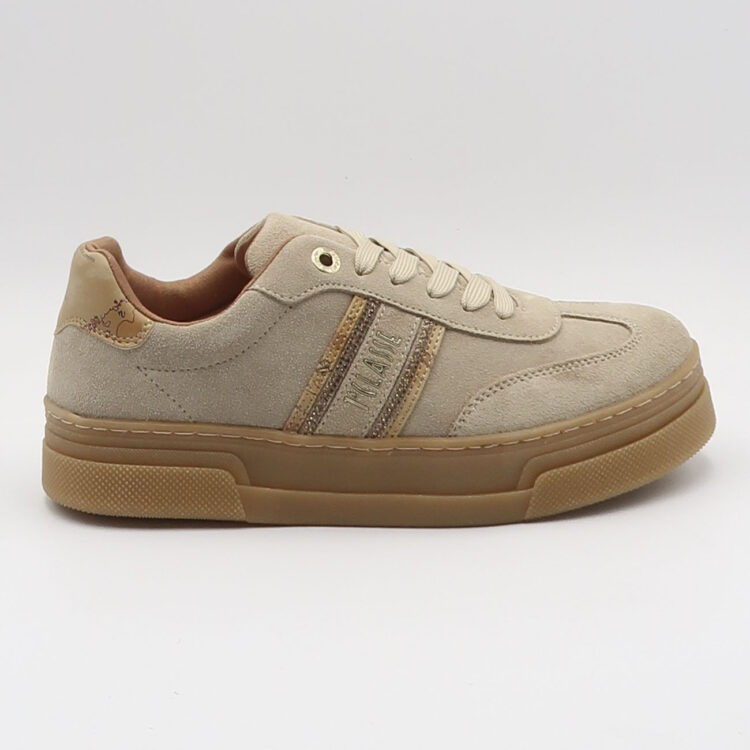 Sneaker geo in suede  - Beige