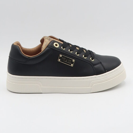 Sneaker geo con targhetta logo - Nero e beige