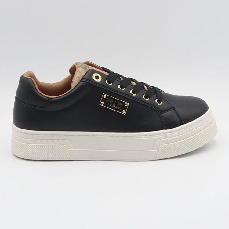 Sneaker geo con targhetta logo - Nero e beige