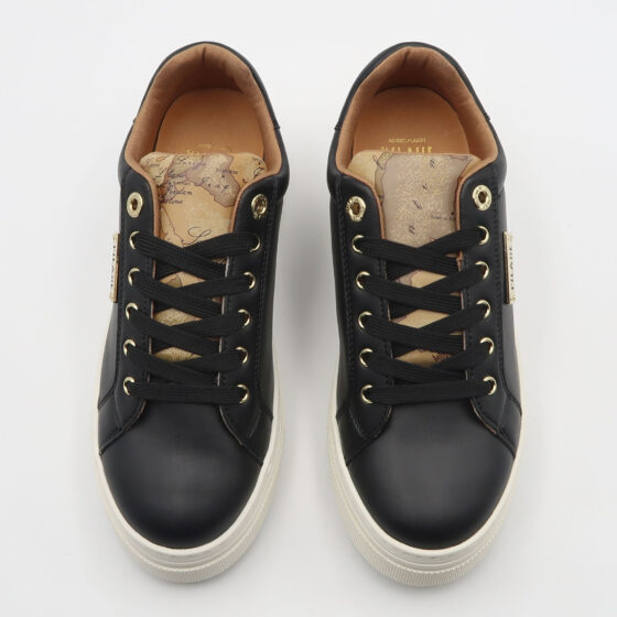 Sneaker geo con targhetta logo - Nero e beige - immagine 2