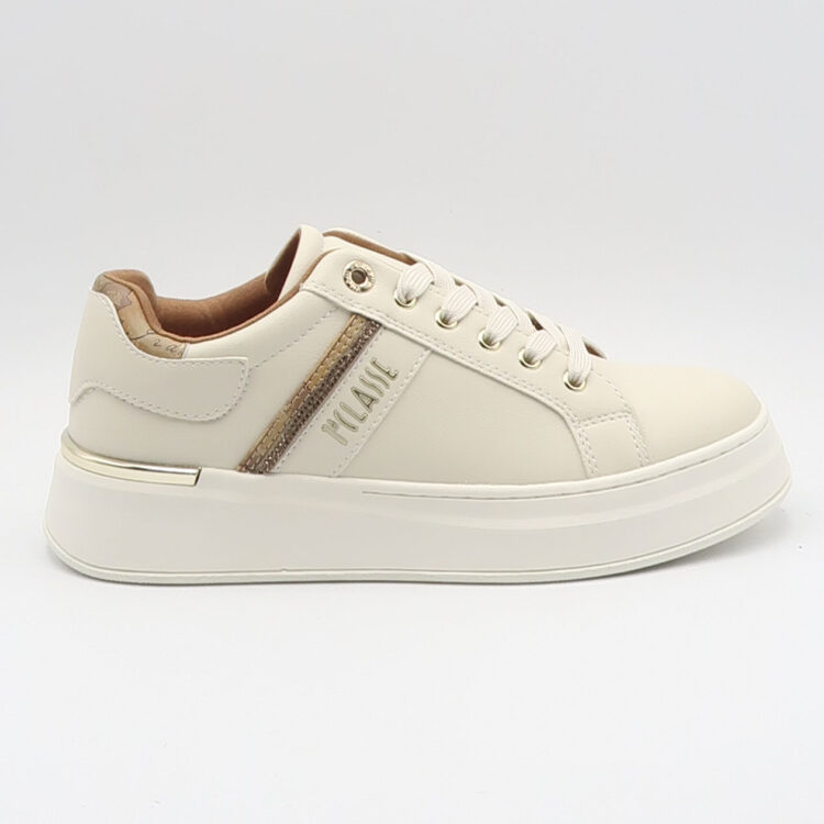 Sneaker geo con logo e strass - Bianco e beige