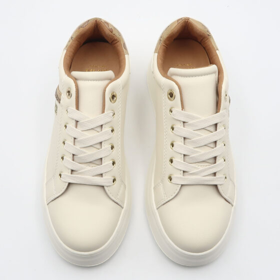 Sneaker geo con logo e strass - Bianco e beige - immagine 2
