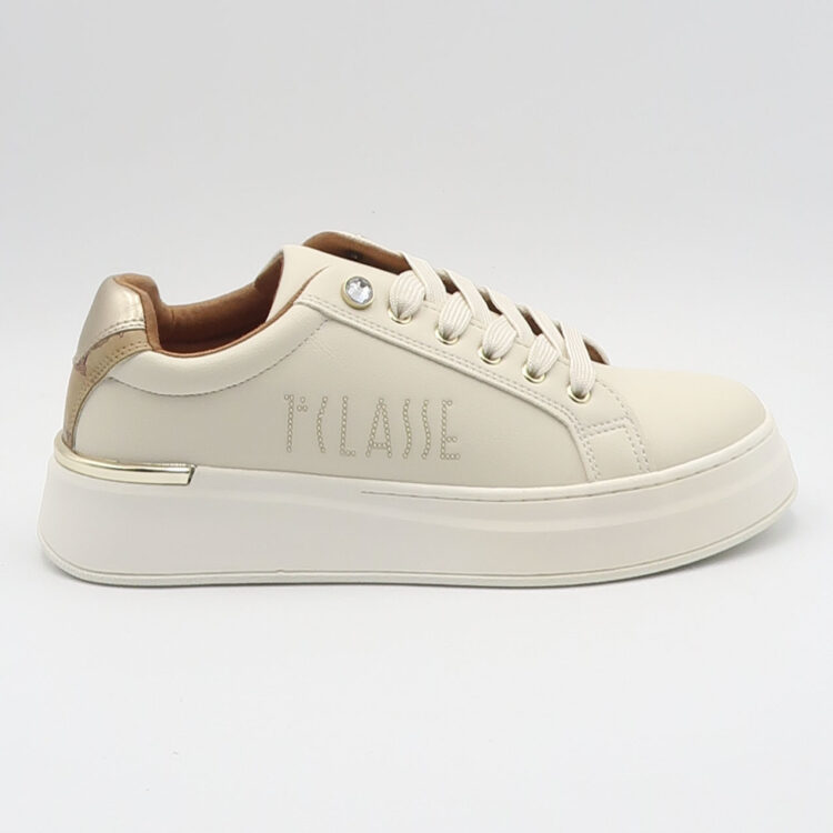 Sneaker geo dettaglio gioiello - Bianco e beige