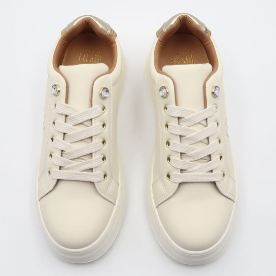Sneaker geo dettaglio gioiello - Bianco e beige - immagine 2