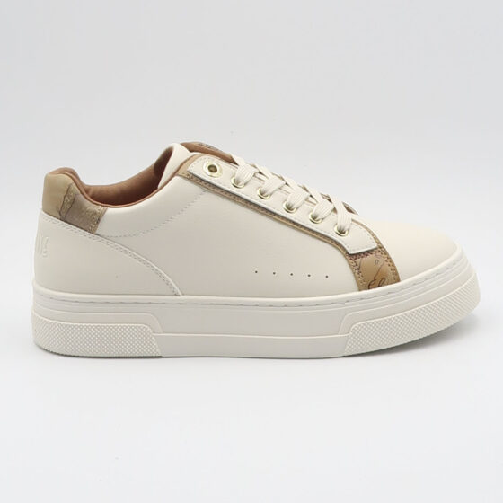 Sneaker con rifiniture geo - Bianco e beige