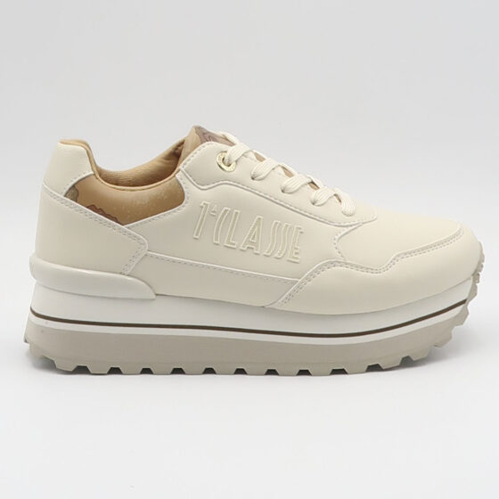 Sneaker geo platform - Bianco e beige