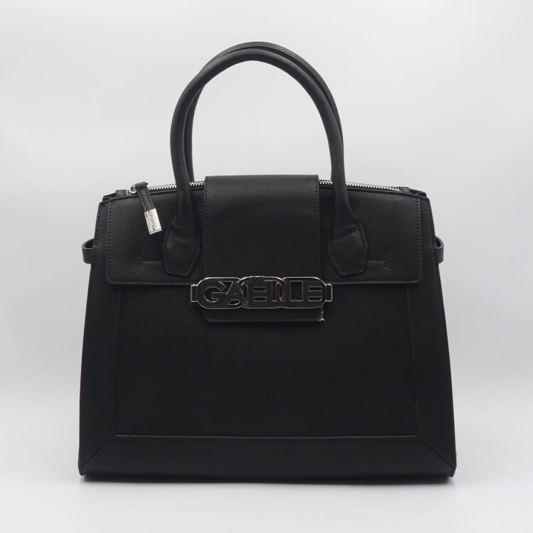 Borsa a mano in saffiano con logo - Nero