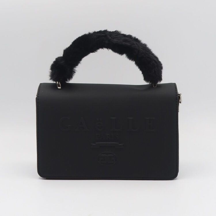 Borsa con manico in ecofur - Nero