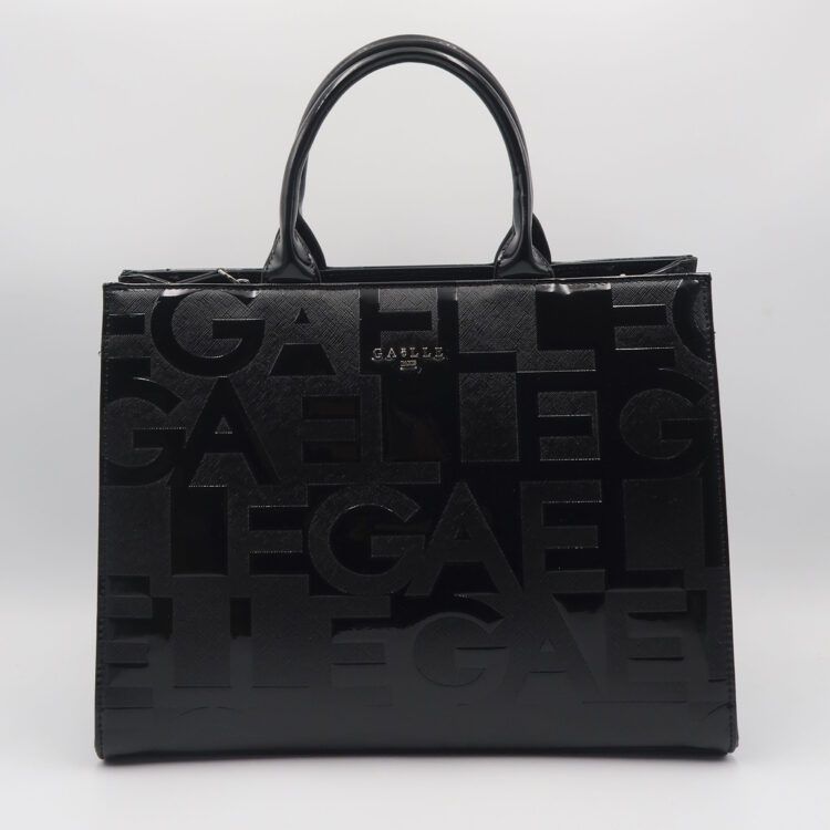 Borsa a mano in vernice lettering - Nero