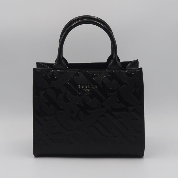 Borsa a mano in vernice lettering - Nero