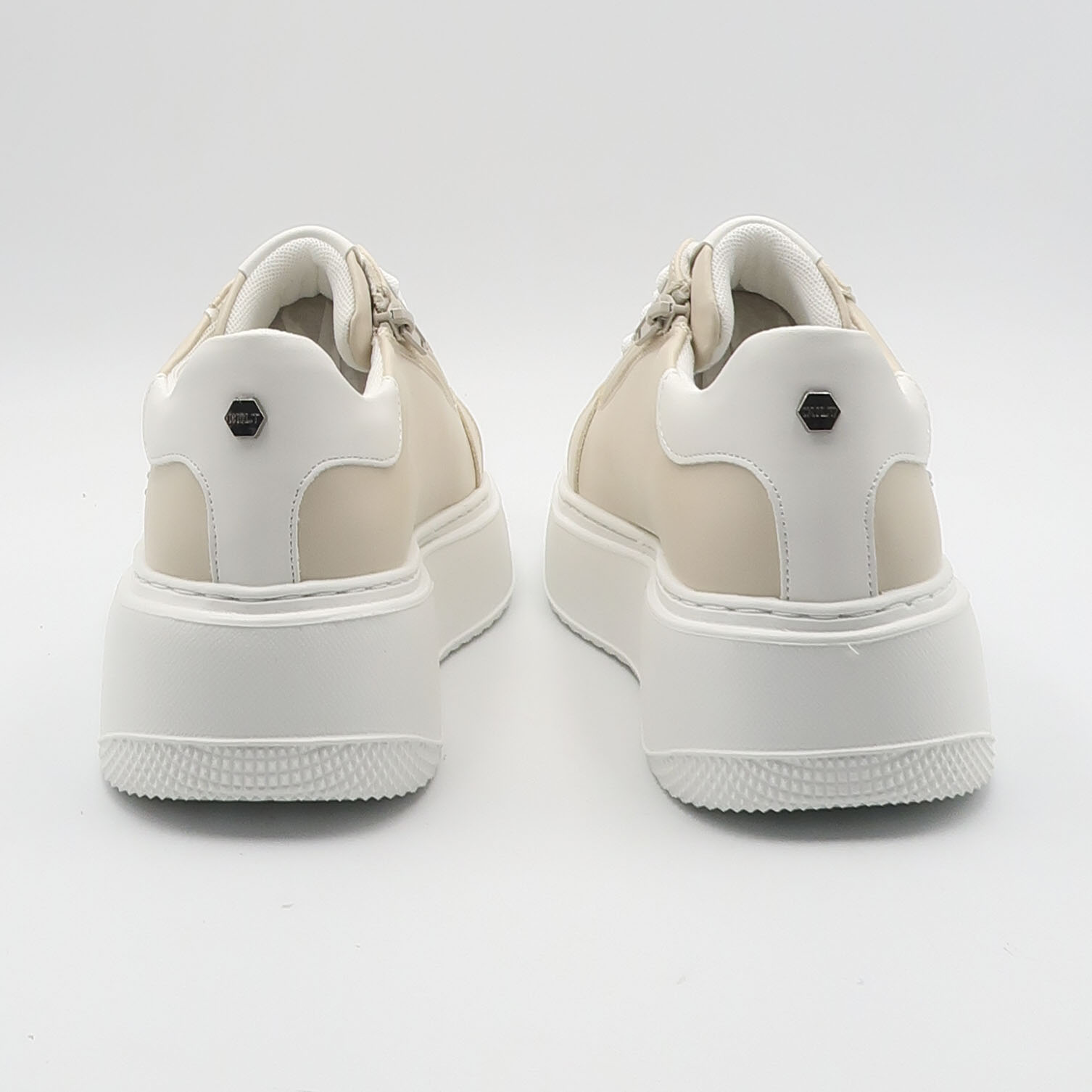 Sneaker con scritta logo in strass - Beige - immagine 3