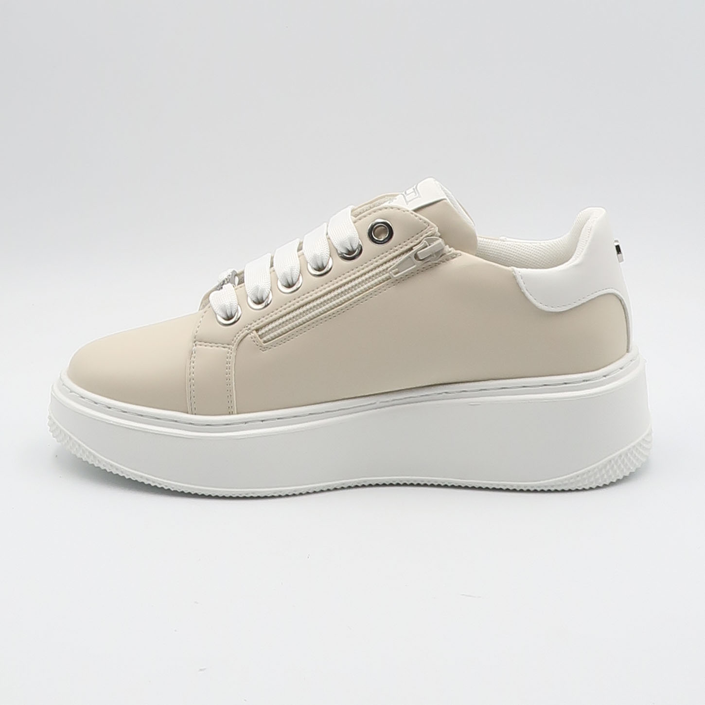 Sneaker con scritta logo in strass - Beige - immagine 4