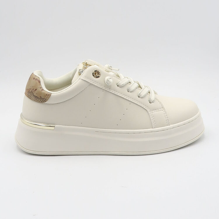 Sneaker geo con pietre - Off white e beige