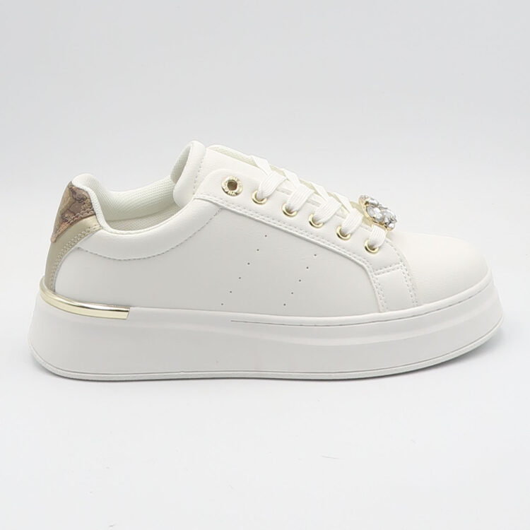 Sneaker geo con pietre - Bianco e beige