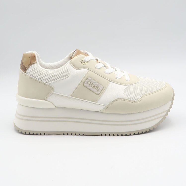 Sneaker geo con platform - Beige e bianco