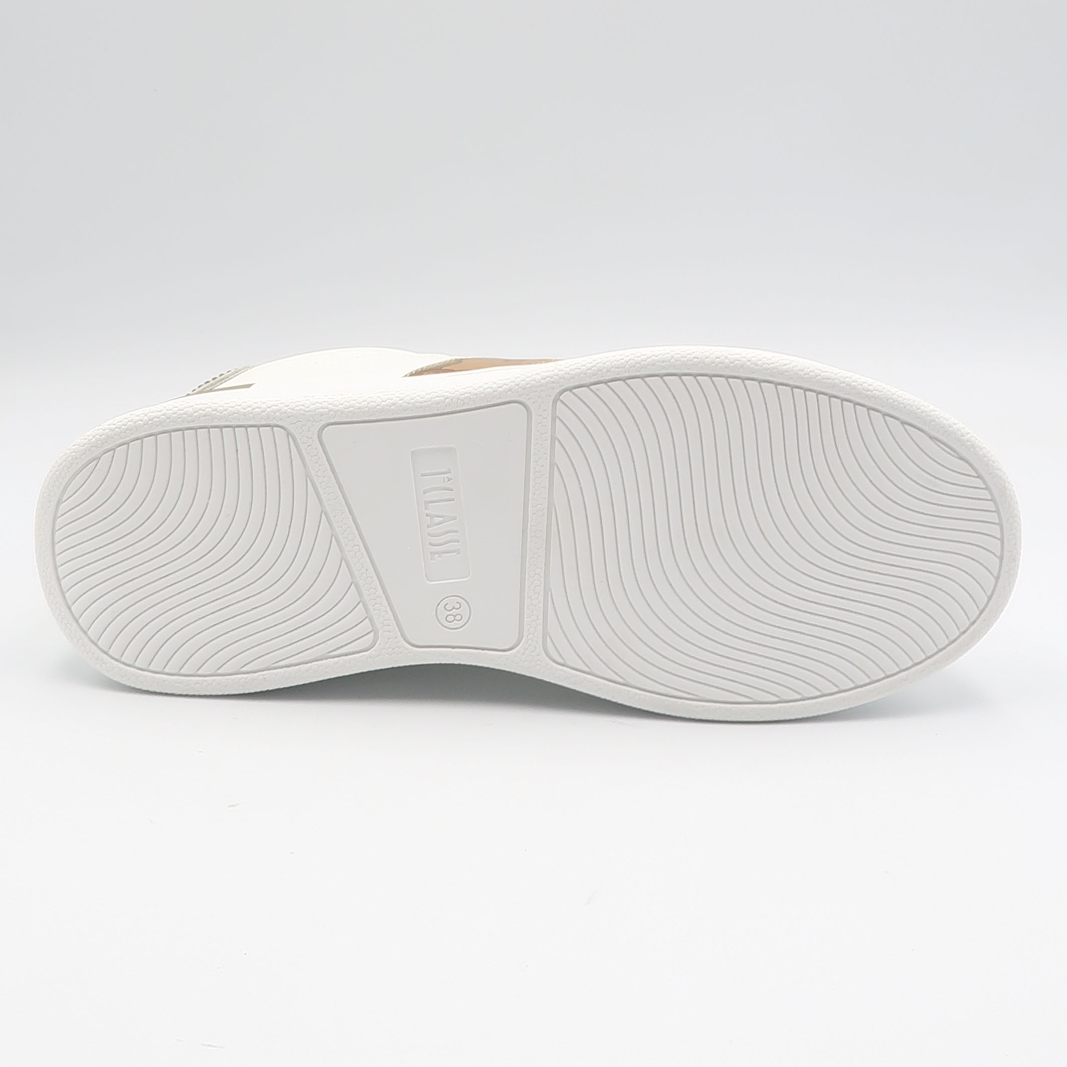 Sneaker geo con inserto in strass - Bianco e beige - immagine 4