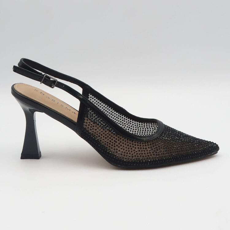 Decolleté in tessuto mesh - Nero